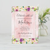 Girly Bourgogne Roze Waterverf Bloemen Dierenprint Kaart (Staand voorkant)