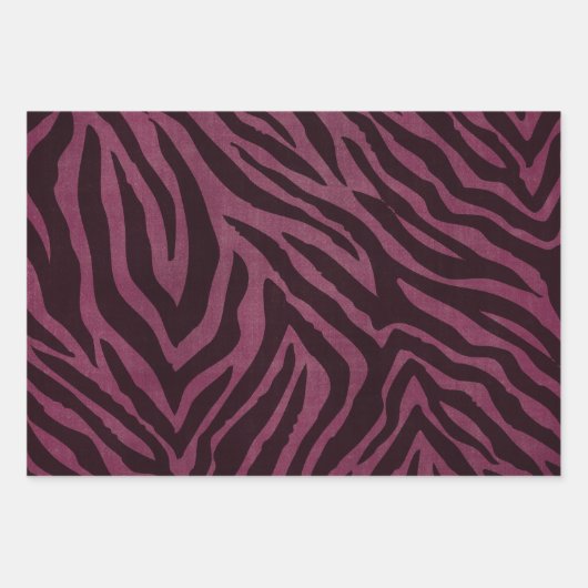 Girly Bourgondië Roze Rood Zebra Print Inpakpapier Vel (Voorkant)