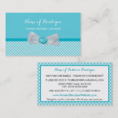 Girly Boutique Aqua Gingham Schattige Parels Roos Visitekaartje (Voorkant / Achterkant)