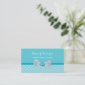 Girly Boutique Aqua Gingham Schattige Parels Roos Visitekaartje (Staand voorkant)