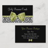 Girly Boutique Leopard Print Stijlvolle Groene Bow Visitekaartje (Voorkant / Achterkant)