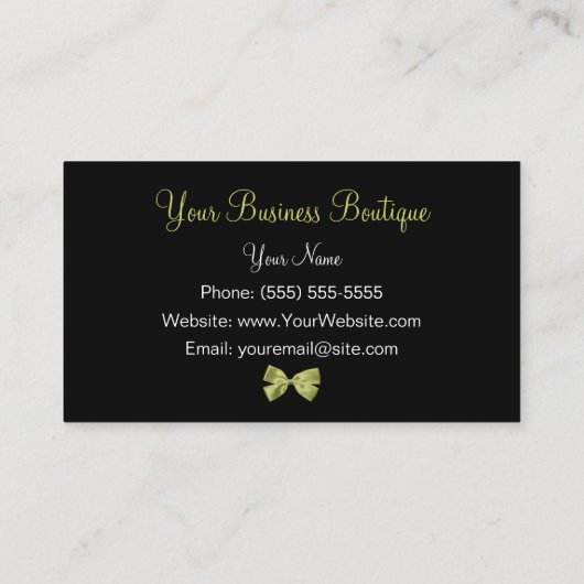 Girly Boutique Leopard Print Stijlvolle Groene Bow Visitekaartje (Achterkant)