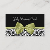 Girly Boutique Leopard Print Stijlvolle Groene Bow Visitekaartje (Voorkant)