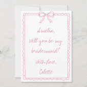 Girly Bow Doodle Love Fancy bruidsmeisje voorstel Kaart (Voorkant)