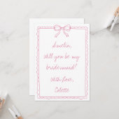Girly Bow Doodle Love Fancy bruidsmeisje voorstel Kaart (Voorkant / Achterkant in situ)