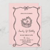 Girly Bow eerste verjaardag Kaart (Voorkant / Achterkant)