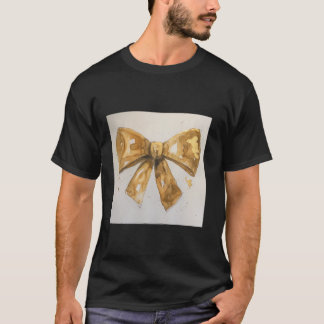 Girly Bow in Waterverf coquette Esthetische gouden T-shirt