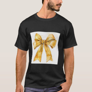 Girly Bow in Waterverf coquette Esthetische gouden T-shirt