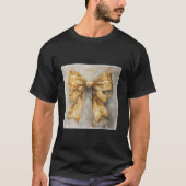Girly Bow in Waterverf coquette Esthetische gouden T-shirt (Voorkant)