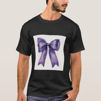 Girly Bow in Waterverf coquette Esthetische paarse T-shirt