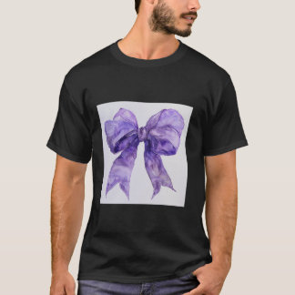 Girly Bow in Waterverf coquette Esthetische paarse T-shirt
