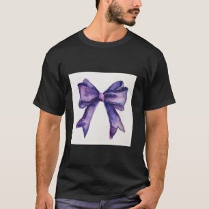 Girly Bow in Waterverf coquette Esthetische paarse T-shirt