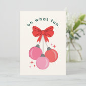 Girly Bow Ornamenten Feestdagenkaart (Staand voorkant)