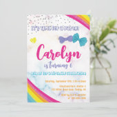 Girly Bows Glitter Rainbow Birthday Party, elke le Kaart (Staand voorkant)