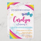 Girly Bows Glitter Rainbow Birthday Party, elke le Kaart (Voorkant / Achterkant)