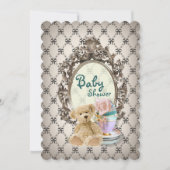 girly bows tedy beer babydoucheuitnodigingen kaart (Voorkant)