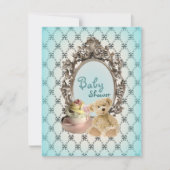 girly bows tedy beer babydoucheuitnodigingen kaart (Voorkant)