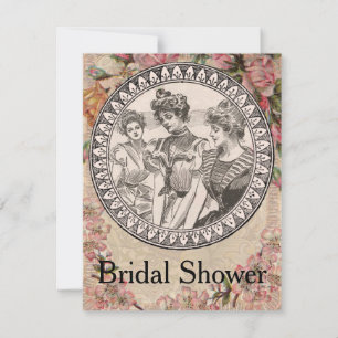 Girly  Bridal Shower Invitation Flowers Kaart