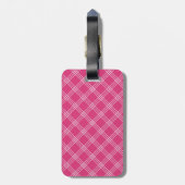 Girly Bright Pink Checker Pset Dames Bagagelabel (Achterkant verticaal)