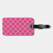 Girly Bright Pink Checker Pset Dames Bagagelabel (Achterkant horizontaal)