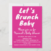 Girly Bright Pink  Meisje Baby shower Party Kaart (Voorkant)