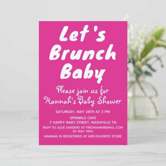 Girly Bright Pink  Meisje Baby shower Party Kaart (Staand voorkant)