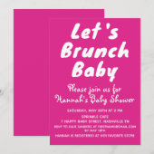 Girly Bright Pink  Meisje Baby shower Party Kaart (Voorkant / Achterkant)
