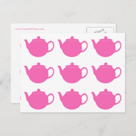Girly Bright Pink Teapots Briefkaarten (Voorkant / Achterkant)