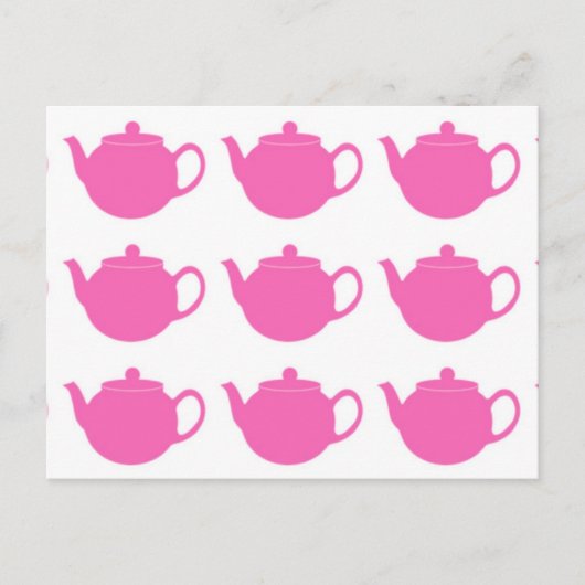 Girly Bright Pink Teapots Briefkaarten (Voorkant)