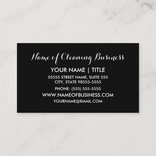 Girly Broom Roze en Zwarte Huis schoonmaakservice Visitekaartje (Achterkant)