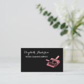 Girly Broom Roze en Zwarte Huis schoonmaakservice Visitekaartje (Staand voorkant)