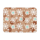Girly Brown Daisy Flower Pattern Cute Aqua Stippen Magneet (Horizontaal)