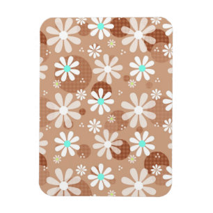 Girly Brown Daisy Flower Pattern Cute Aqua Stippen Magneet
