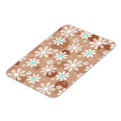 Girly Brown Daisy Flower Pattern Cute Aqua Stippen Magneet (Linkerzijde)