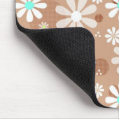 Girly Brown Daisy Flower Pattern Cute Aqua Stippen Muismat (Hoek)