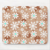 Girly Brown Daisy Flower Pattern Cute Aqua Stippen Muismat (Voorkant)