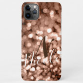Girly Brown Glittery Monogram iPhone Hoesje (Achterkant)