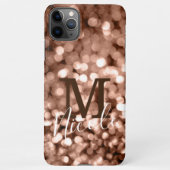 Girly Brown Glittery Monogram Letter iPhone Hoesje (Achterkant)