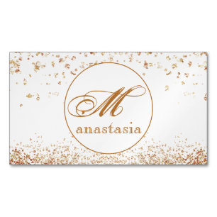 Girly Brownish Glittery Luxury Monogram Salon Magnetisch Visitekaartje
