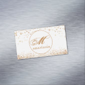 Girly Brownish Glittery Luxury Monogram Salon Magnetisch Visitekaartje (Voorbeeld)