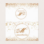 Girly Brownish Glittery Luxury Monogram Salon Visitekaartje (Buitenkant ongevouwen)