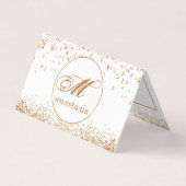 Girly Brownish Glittery Luxury Monogram Salon Visitekaartje (Voorkant)