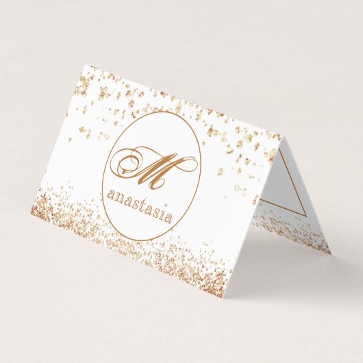 Girly Brownish Glittery Luxury Monogram Salon Visitekaartje (Voorkant)
