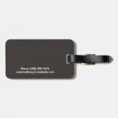 Girly Bruin en Blauw Patroon Doodle Monogram Bagagelabel (Achterkant horizontaal)