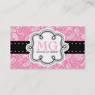 Girly Bubble Gum Pink Paisley Calling Card Contactkaartje