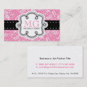 Girly Bubble Gum Pink Paisley Calling Card Contactkaartje (Voorkant / Achterkant)