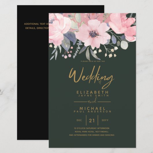 Girly Budget Rosegold Blush Pink Floral A9 (Voorkant / Achterkant)