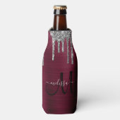 Girly Burgundy Driving Glitter Brush Metal Name Flesjeskoeler (Fles Voorkant)