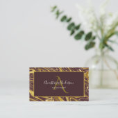 Girly Burgundy Gold Marble Glitter Glam Monogram Visitekaartje (Staand voorkant)