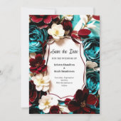 Girly Burgundy Script Save The Date (Voorkant)
